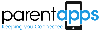Black and blue ParentApps logo on a transparent background